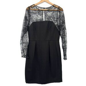 TARA JARMON Classic Lace Sleeves Cocktail Office LBD Black Dress sz 44